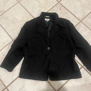 Talbots Black Wool Blend Blazer with Notched Lapel